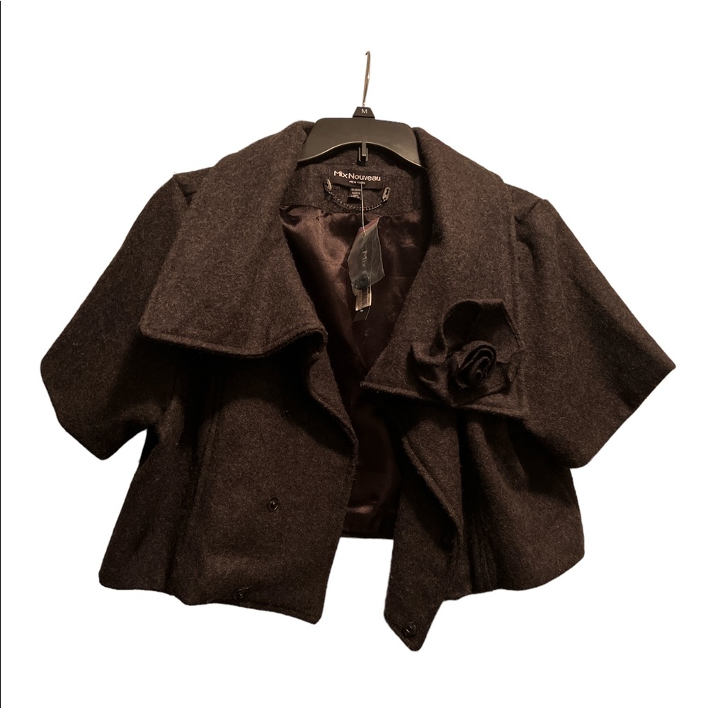 Cropped short sleeve wool jacket
